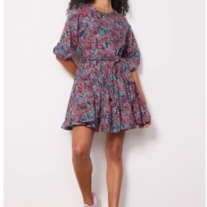 Evereve Sutton Floral tie waist lined dress
